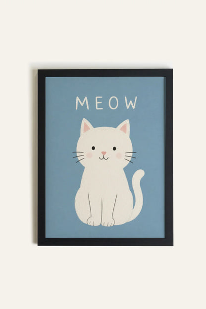 MEOW, Oeuvre sur toile rigide, encadré Noir