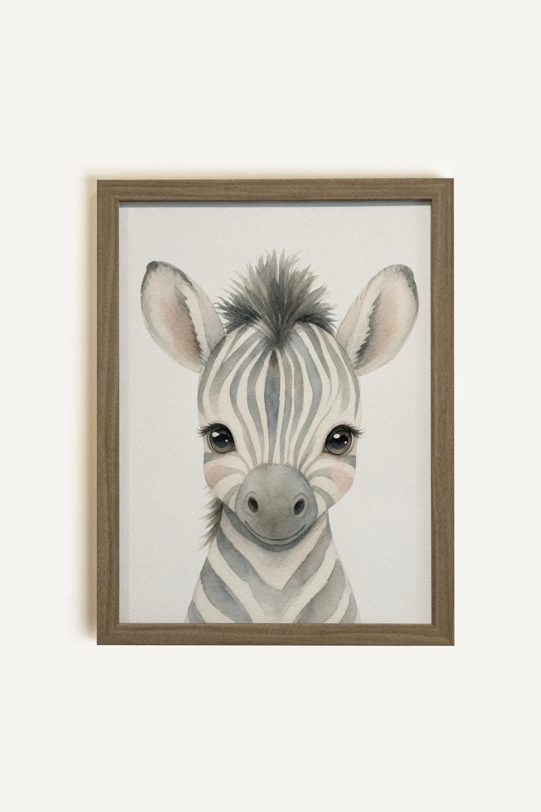 PETIT ZÈBRE, Oeuvre sur toile rigide, encadré Brun Chêne