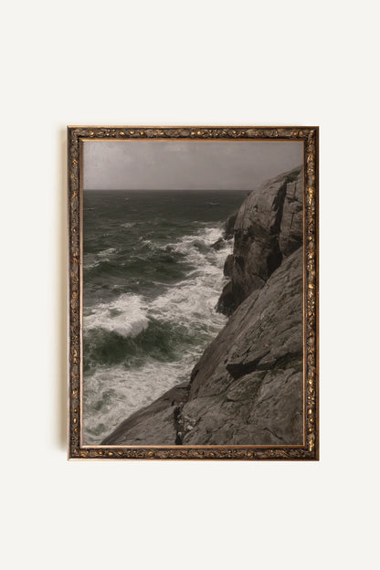 RIVAGE NORDIQUE, Oeuvre sur toile étirée, encadré Vintage Bronze