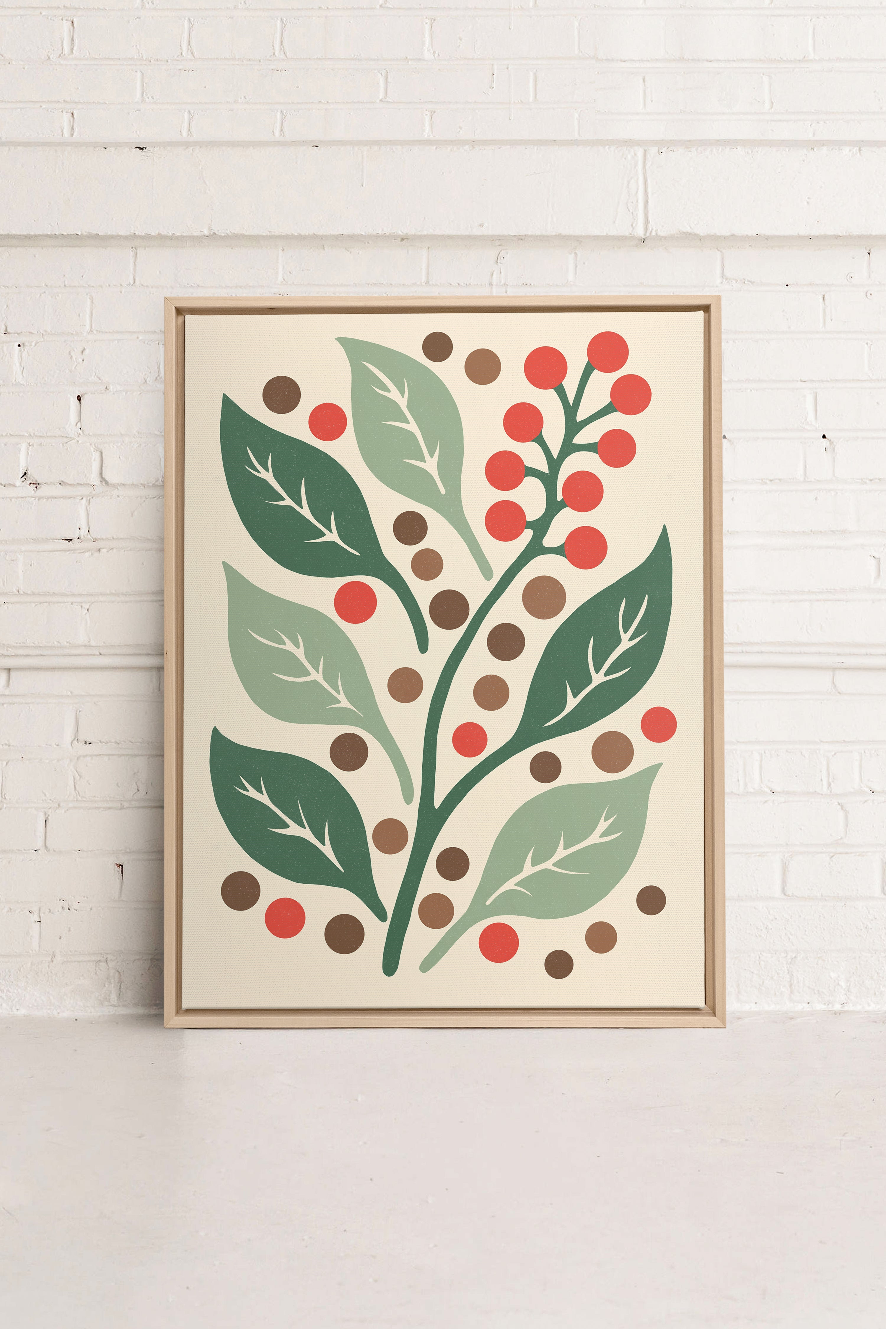 SCARLET STEMS, Oeuvre sur toile étirée, encadré Naturel Clair