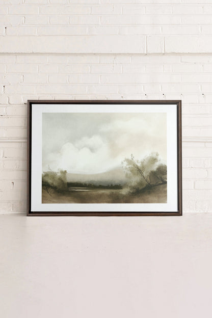 Misty morning, Artwork on stretched canvas, framed in Walnut Brown