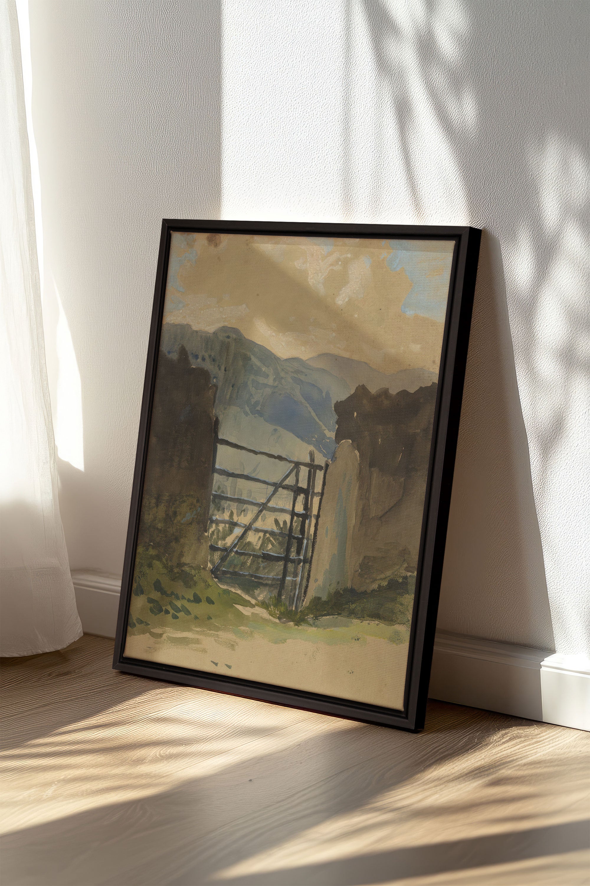 GATE TO THE HILLS, Artwork on stretched canvas, framed in black