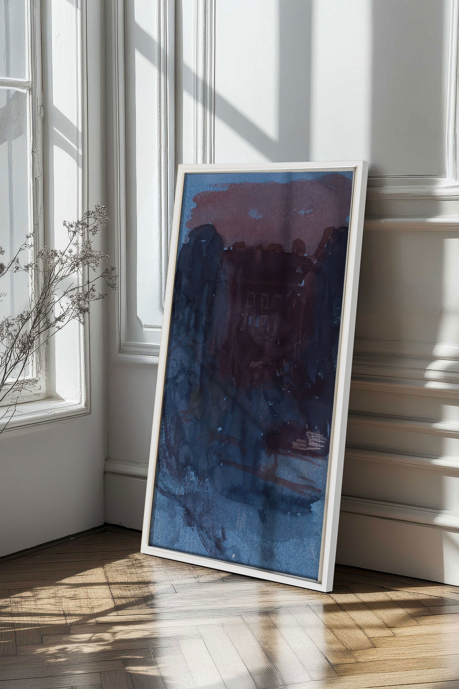 BURNT NIGHTFALL, Oeuvre sur toile étirée, encadré Blanc