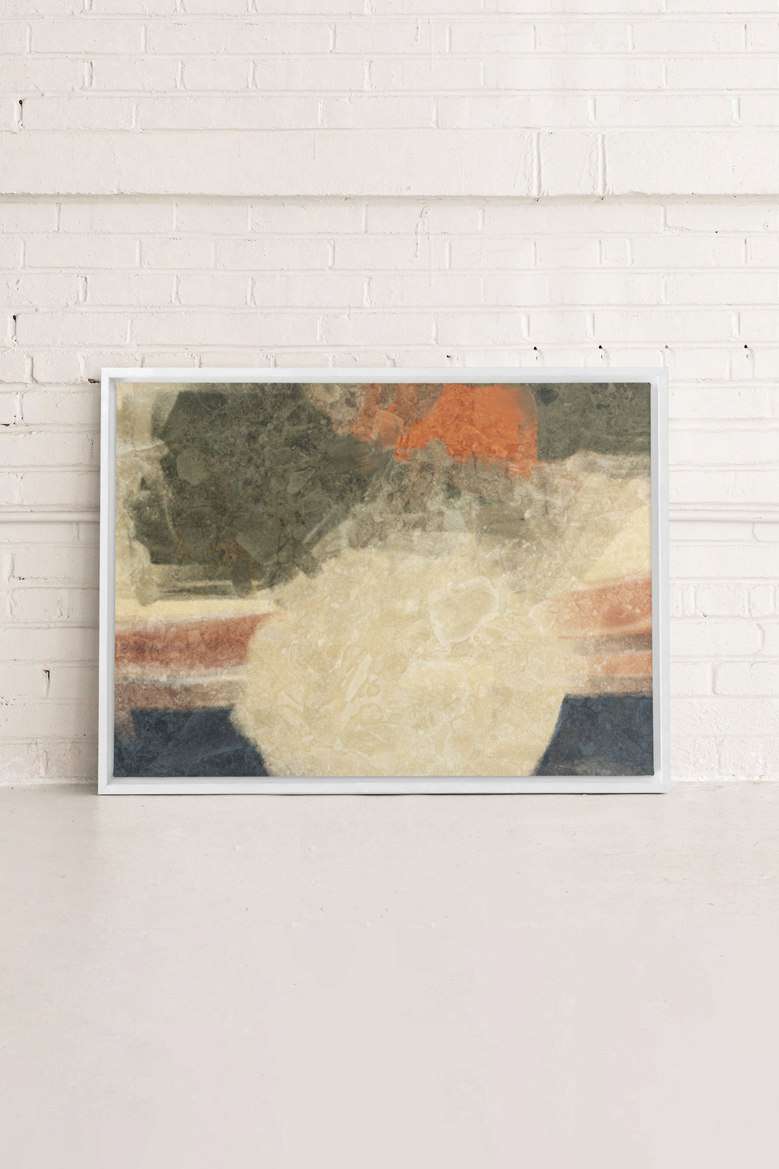 ORGANIQUE, Oeuvre sur toile étirée, encadré Blanc
