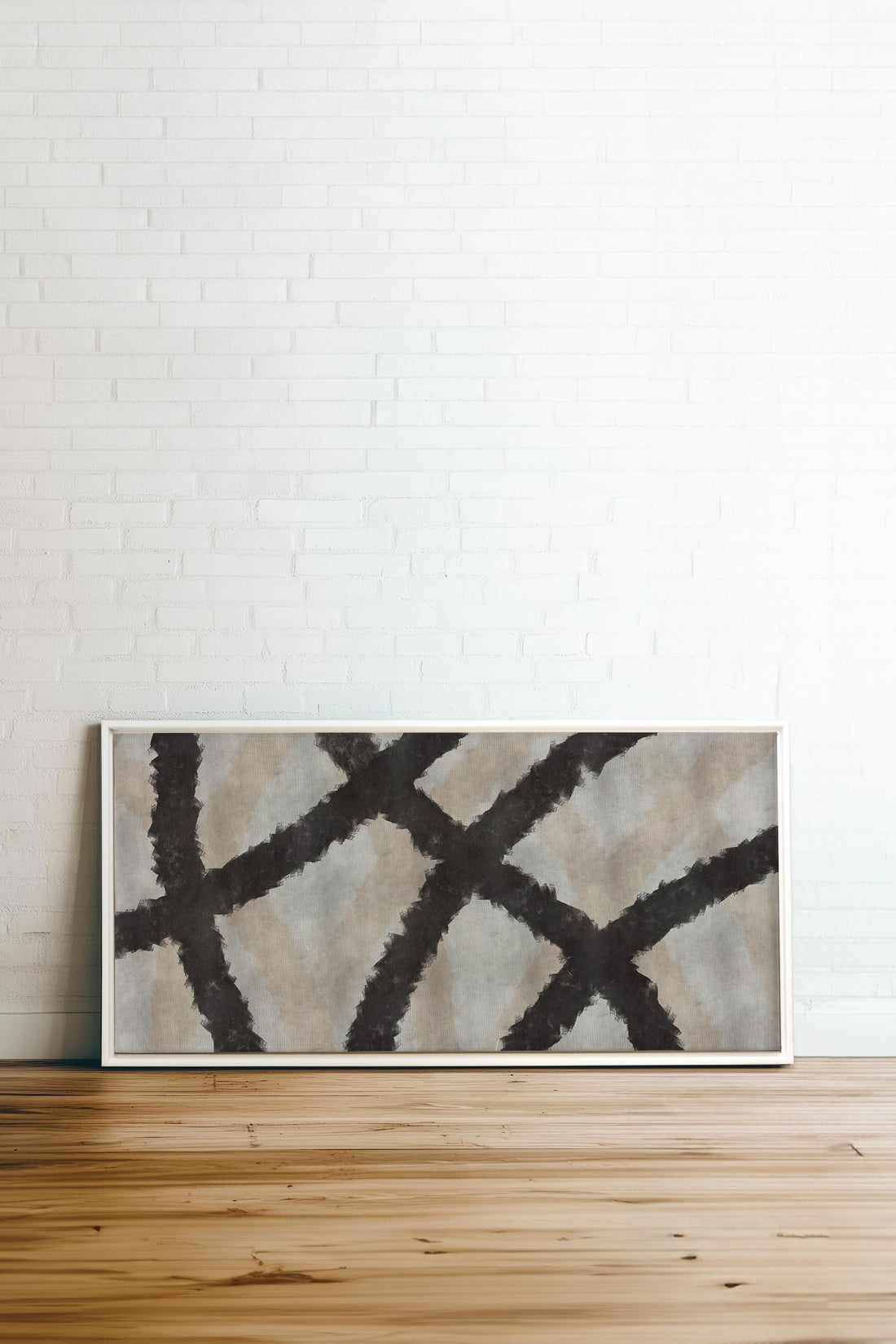 OLEKA CANVAS - BLACK THREADS, Oeuvre sur toile étirée, encadré Blanc