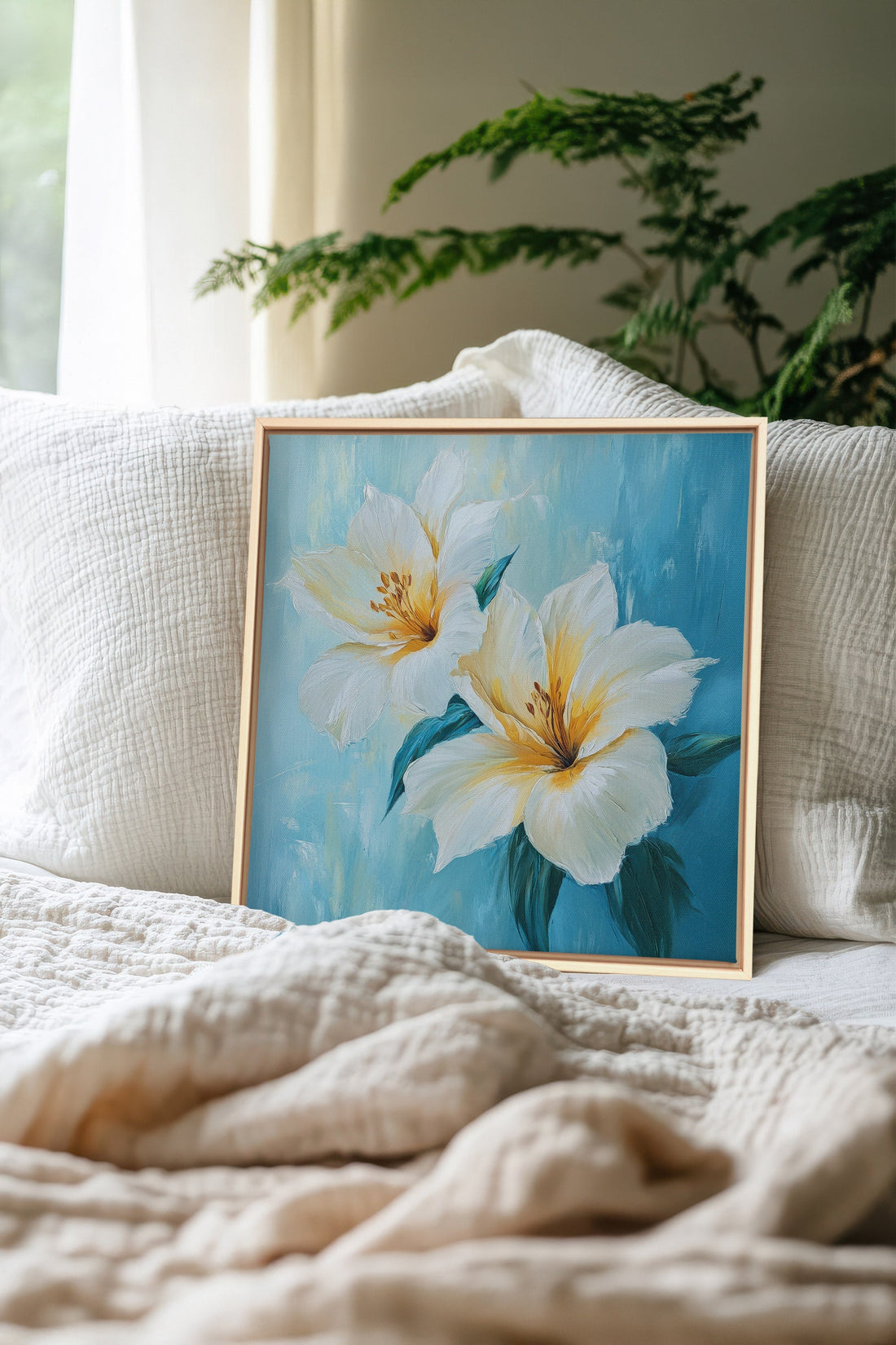 OLEKA CANVAS - AURORE FLORALE, Oeuvre sur toile étirée, encadré Naturel Clair