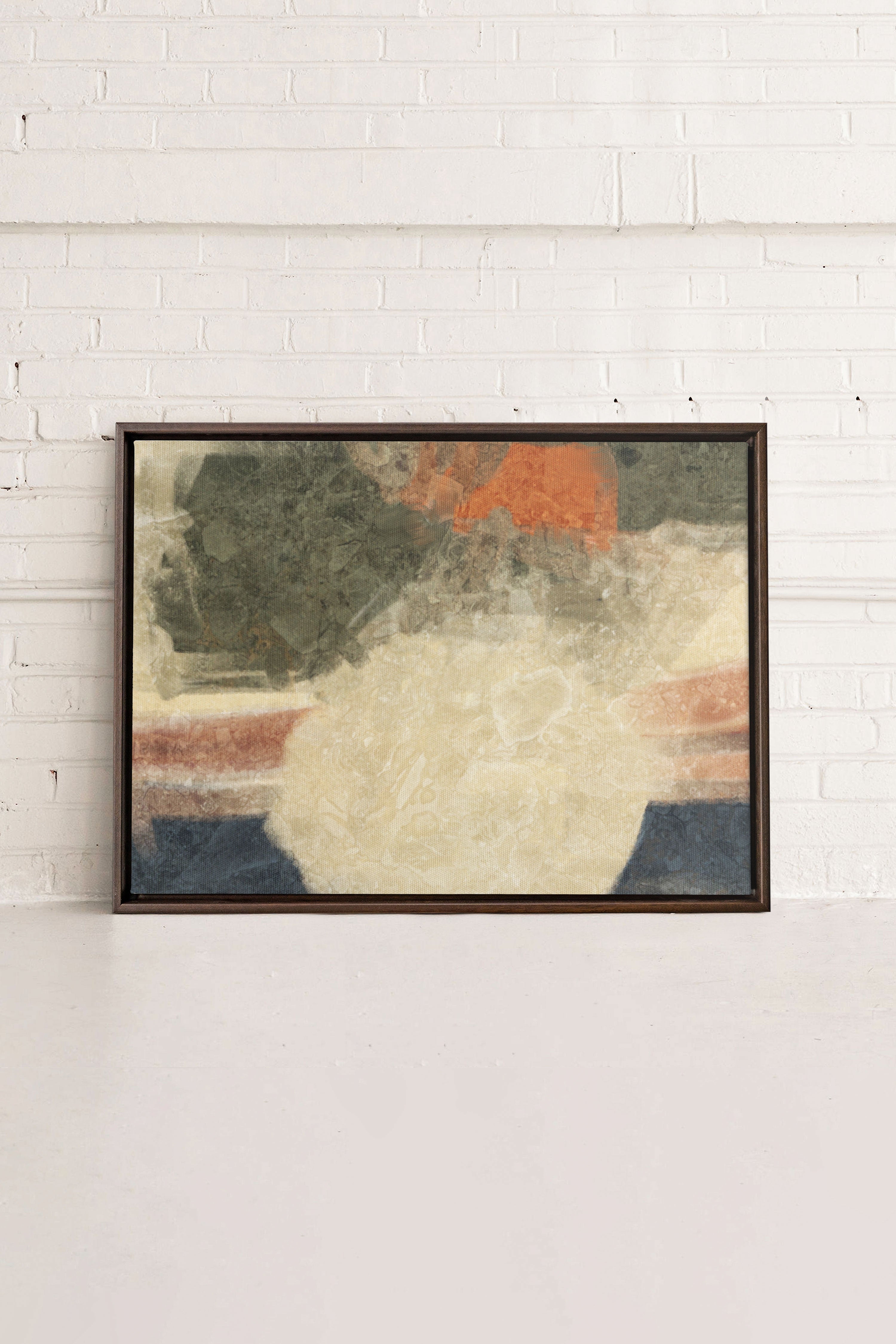ORGANIQUE, Oeuvre sur toile étirée, encadré Brun Noyer