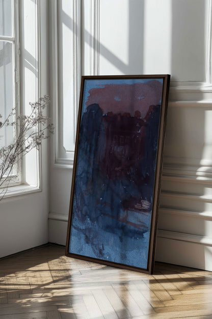 BURNT NIGHTFALL, Oeuvre sur toile étirée, encadré Brun Noyer