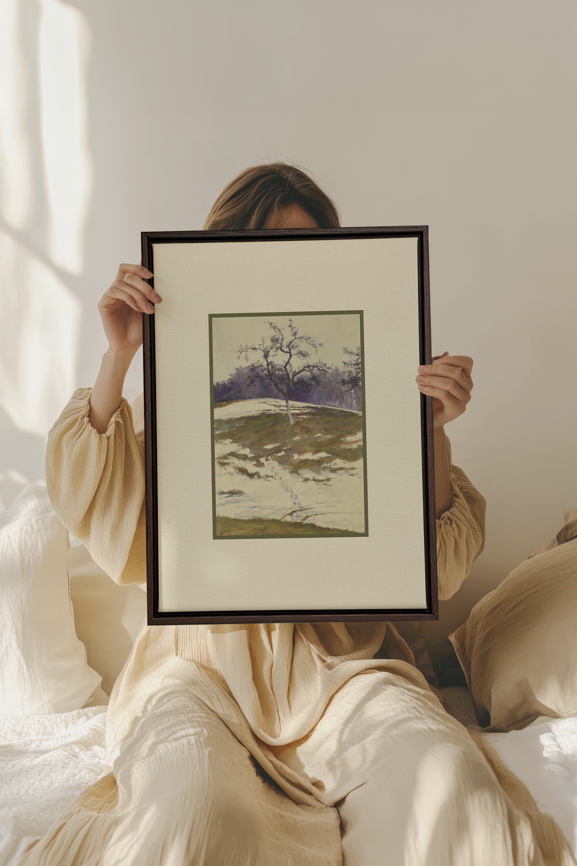 VESTIGE DE SAISON, Oeuvre sur toile étirée, encadré Brun Noyer