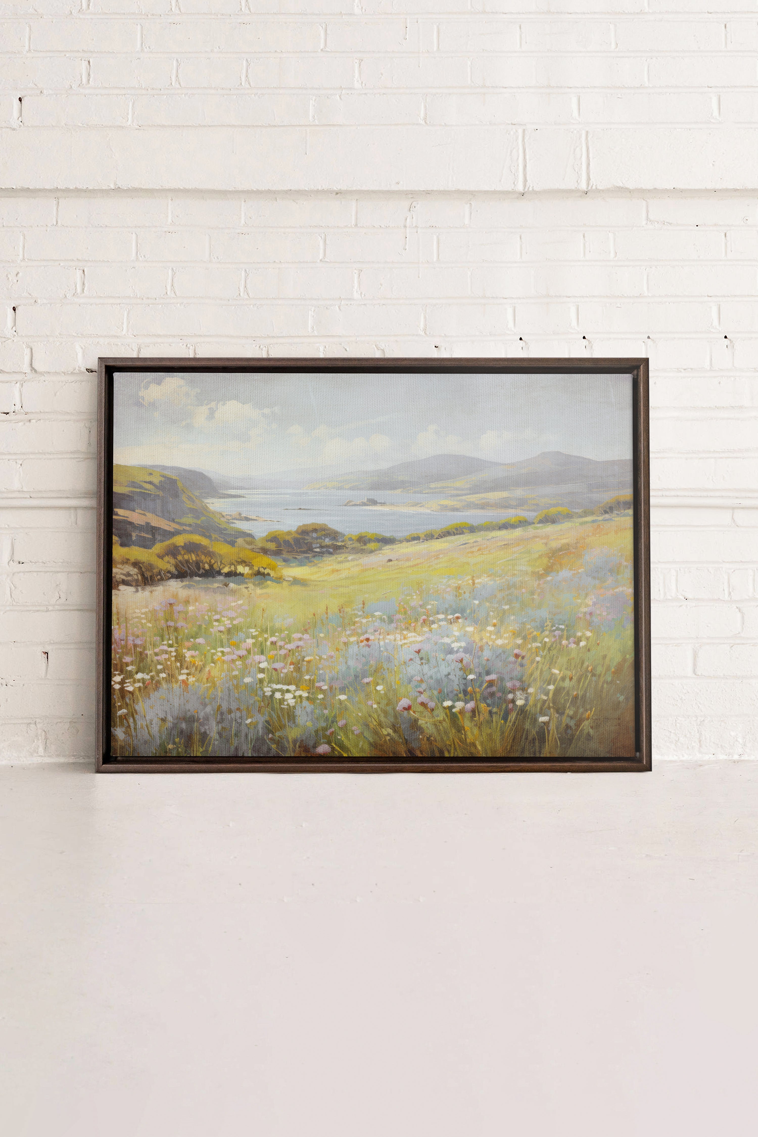 OLEKA CANVAS - Cascade retreat, Oeuvre sur toile étirée, encadré Brun Noyer