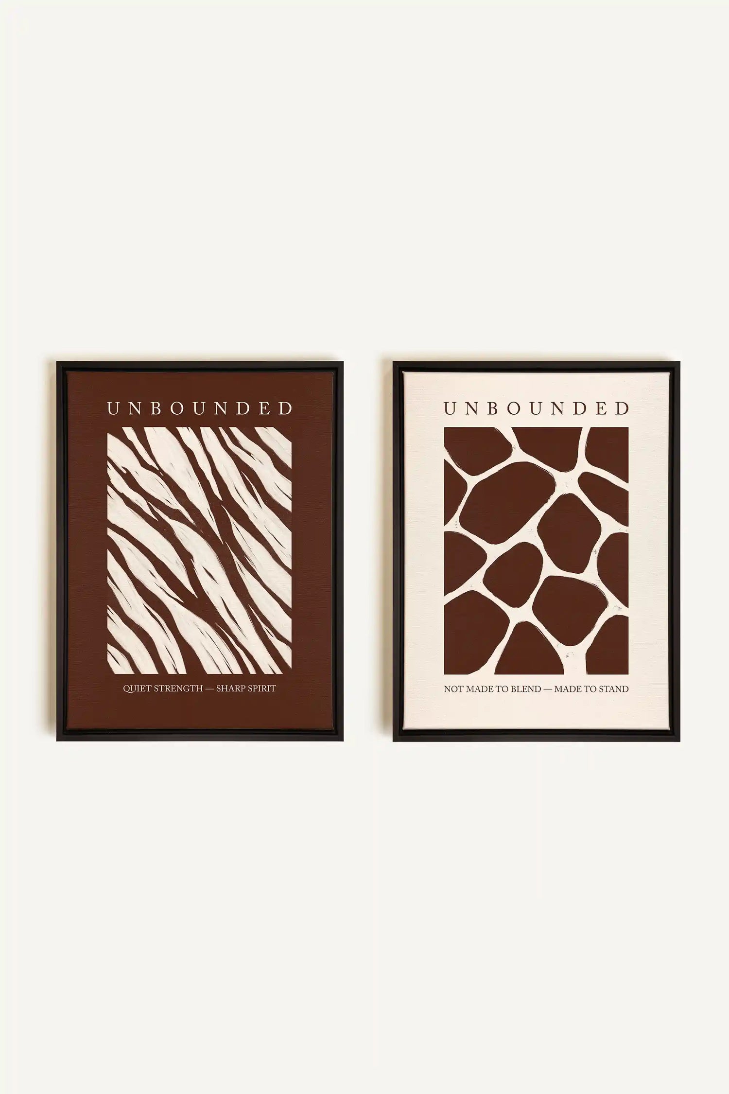 UNBOUNDED DUO, 2 Works on stretched canvas, framed Black