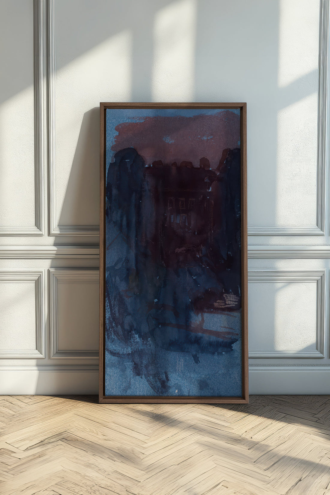BURNT NIGHTFALL, Oeuvre sur toile étirée, encadré Brun Chêne