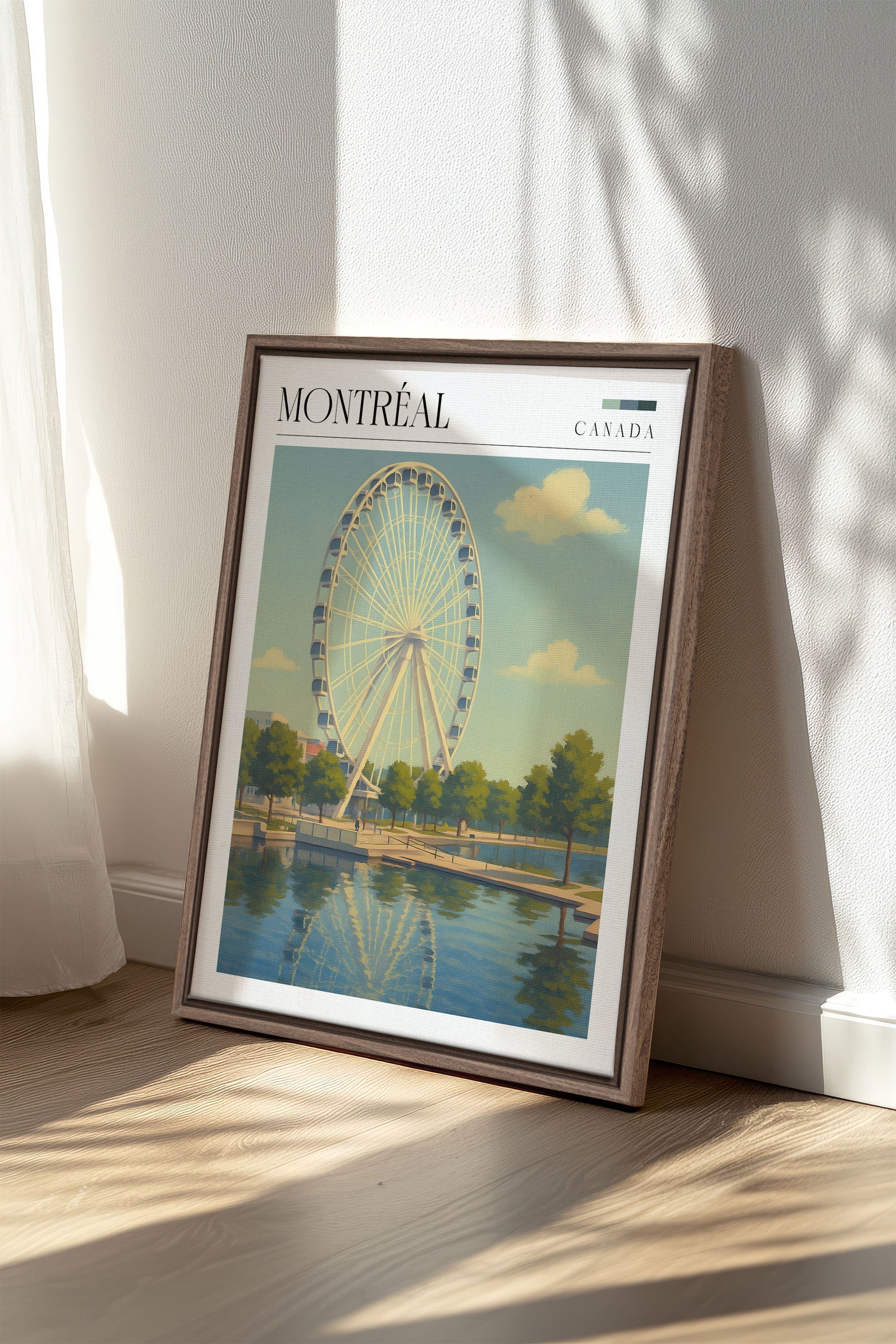 OLEKA CANVAS - MONTRÉAL, Oeuvre sur toile étirée, encadré Brun Chêne