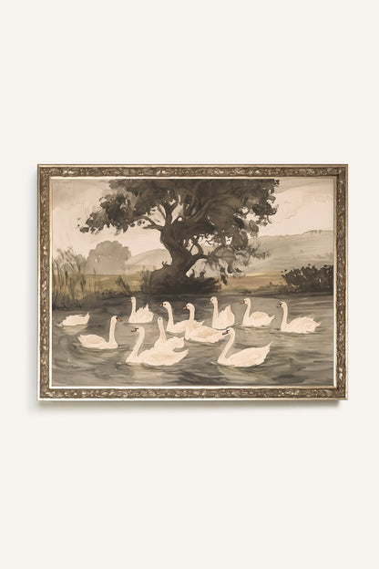 BALLET DES CYGNES, CADRE VINTAGE ARGENT