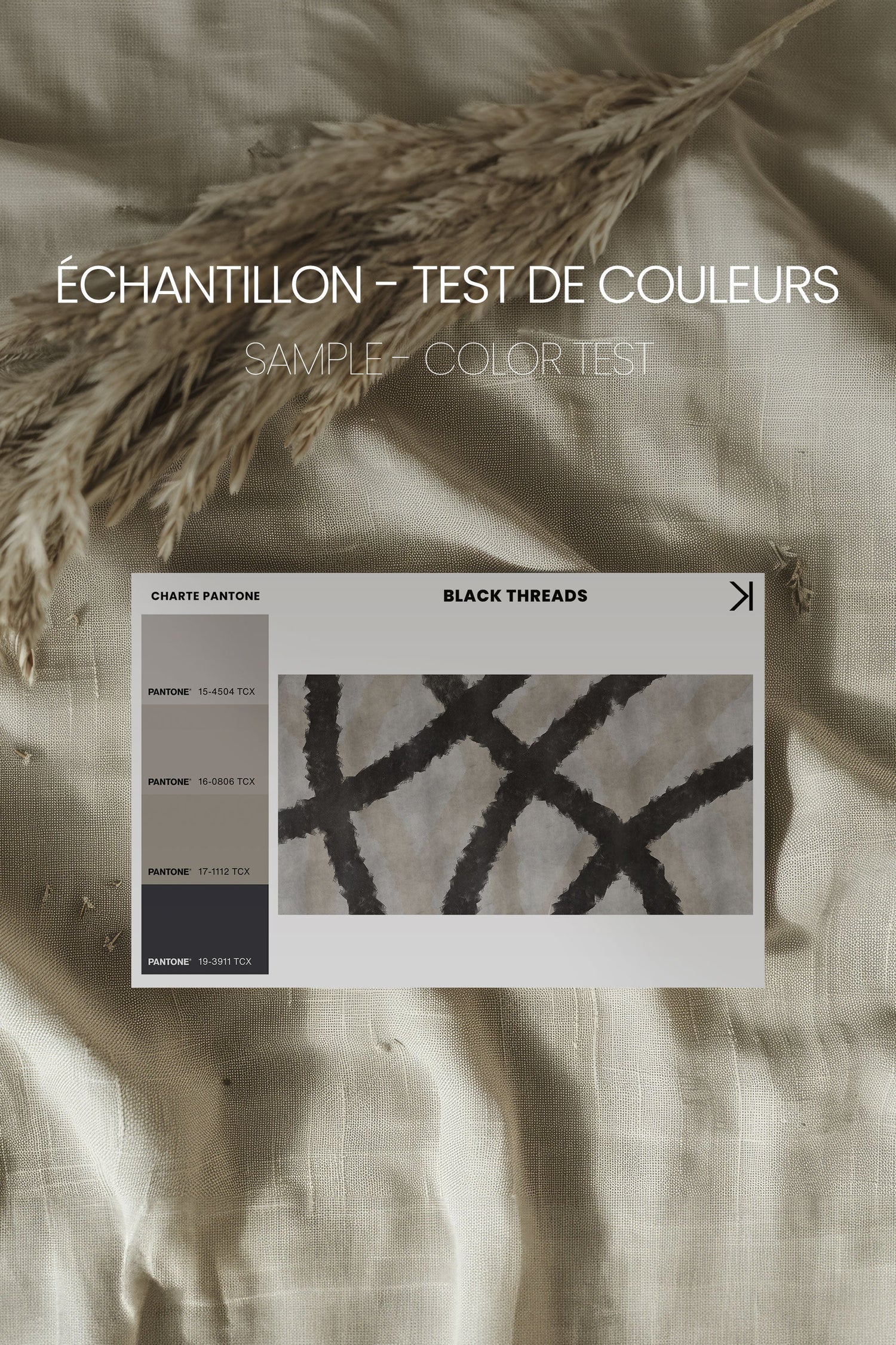 OLEKA CANVAS - BLACK THREADS, Oeuvre sur toile étirée, encadré Blanc