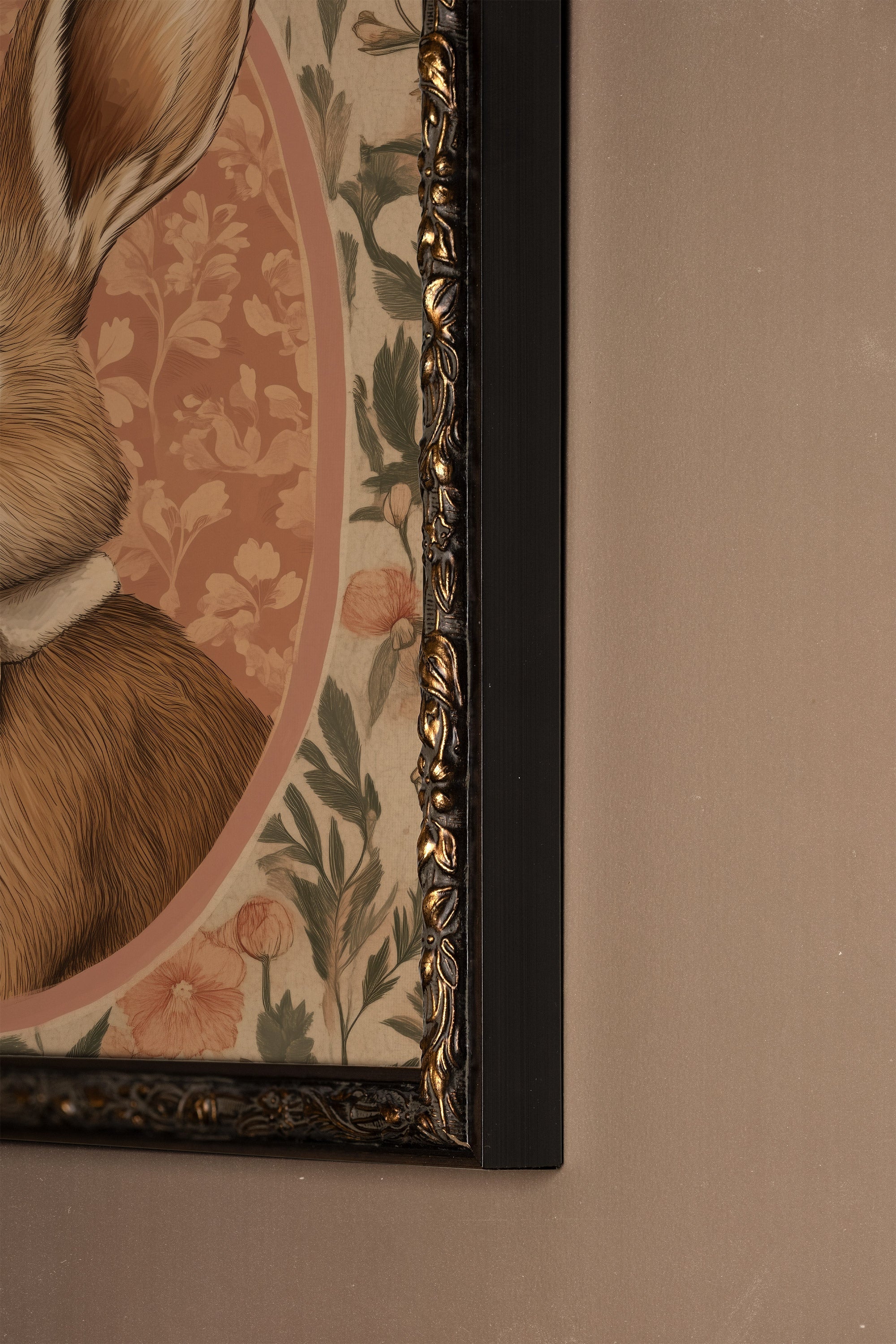 LAPIN ÉLÉGANT, Oeuvre sur toile rigide, encadré Vintage Bronze