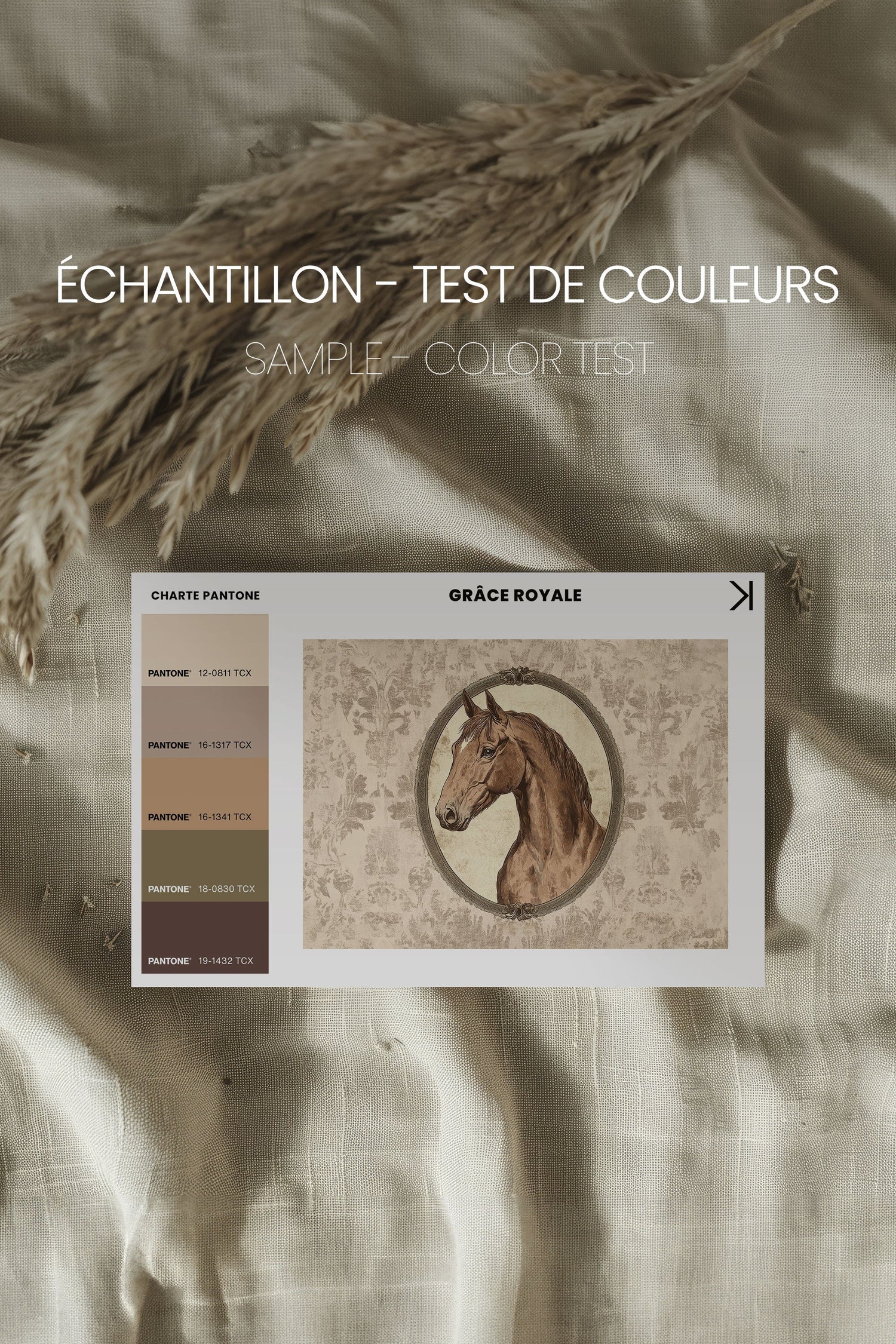 OLEKA CANVAS - GRÂCE ROYALE, Oeuvre sur toile étirée, encadré Brun Chêne
