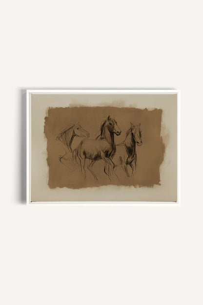 ÉTUDE ÉQUESTRE, Oeuvre sur toile étirée, encadré Blanc