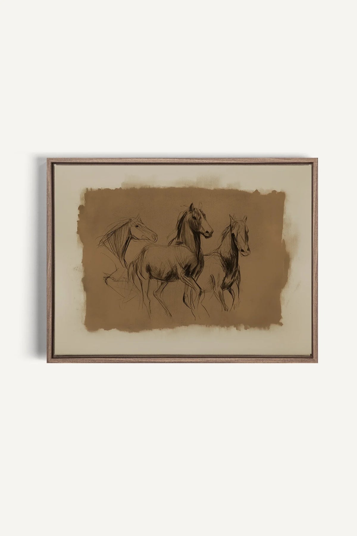 ÉTUDE ÉQUESTRE, Oeuvre sur toile étirée, encadré Brun Chêne