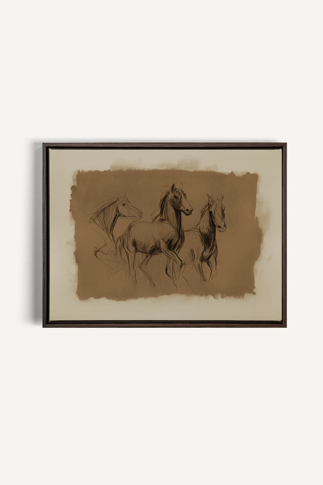 ÉTUDE ÉQUESTRE, Oeuvre sur toile étirée, encadré Brun Noyer