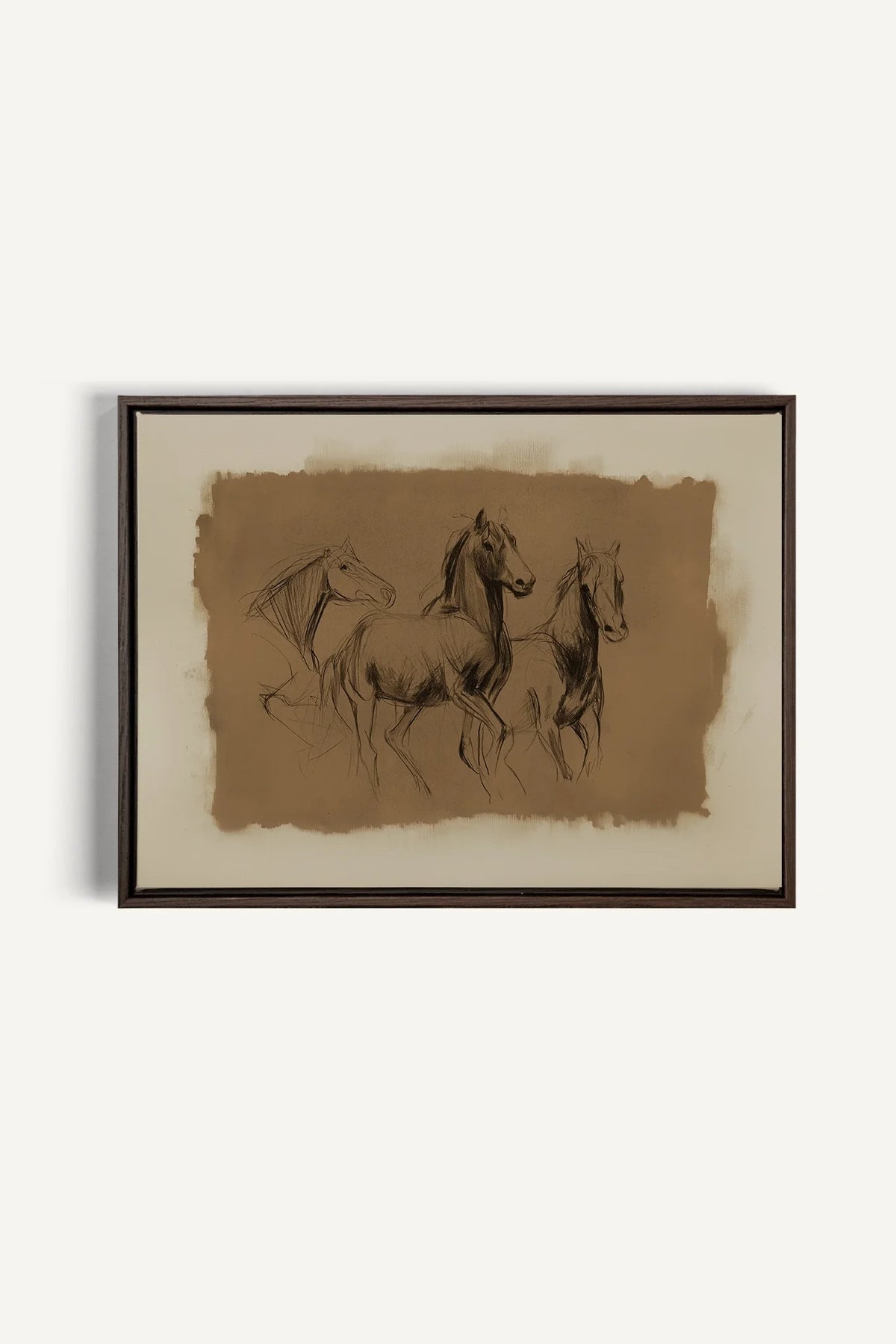 ÉTUDE ÉQUESTRE, Oeuvre sur toile étirée, encadré Brun Noyer