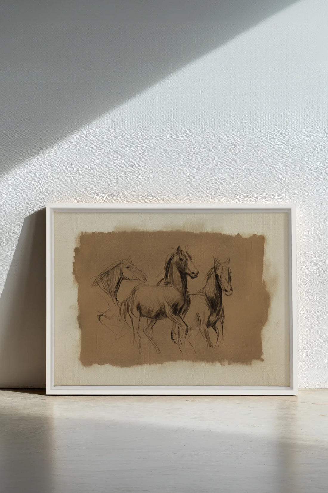 ÉTUDE ÉQUESTRE, Oeuvre sur toile étirée, encadré Blanc