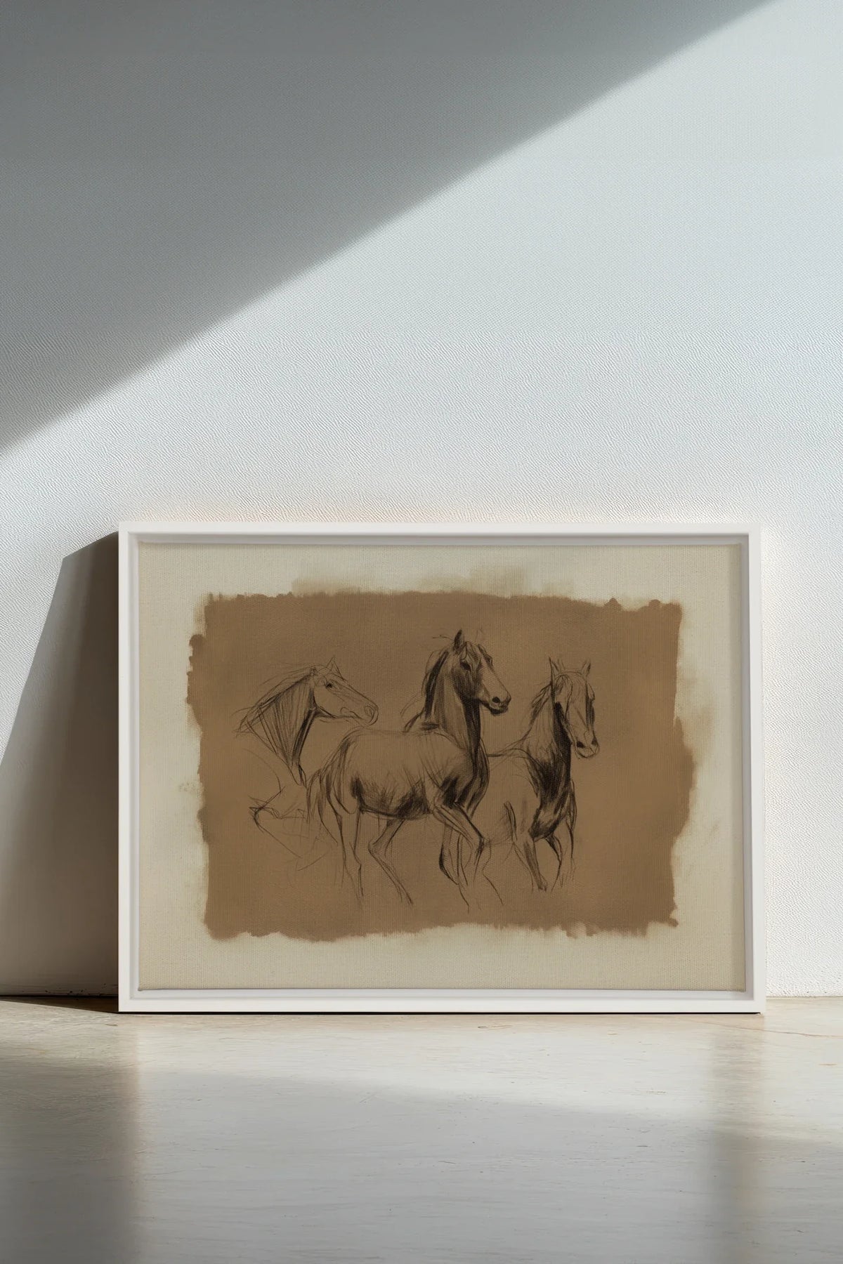 ÉTUDE ÉQUESTRE, Oeuvre sur toile étirée, encadré Blanc