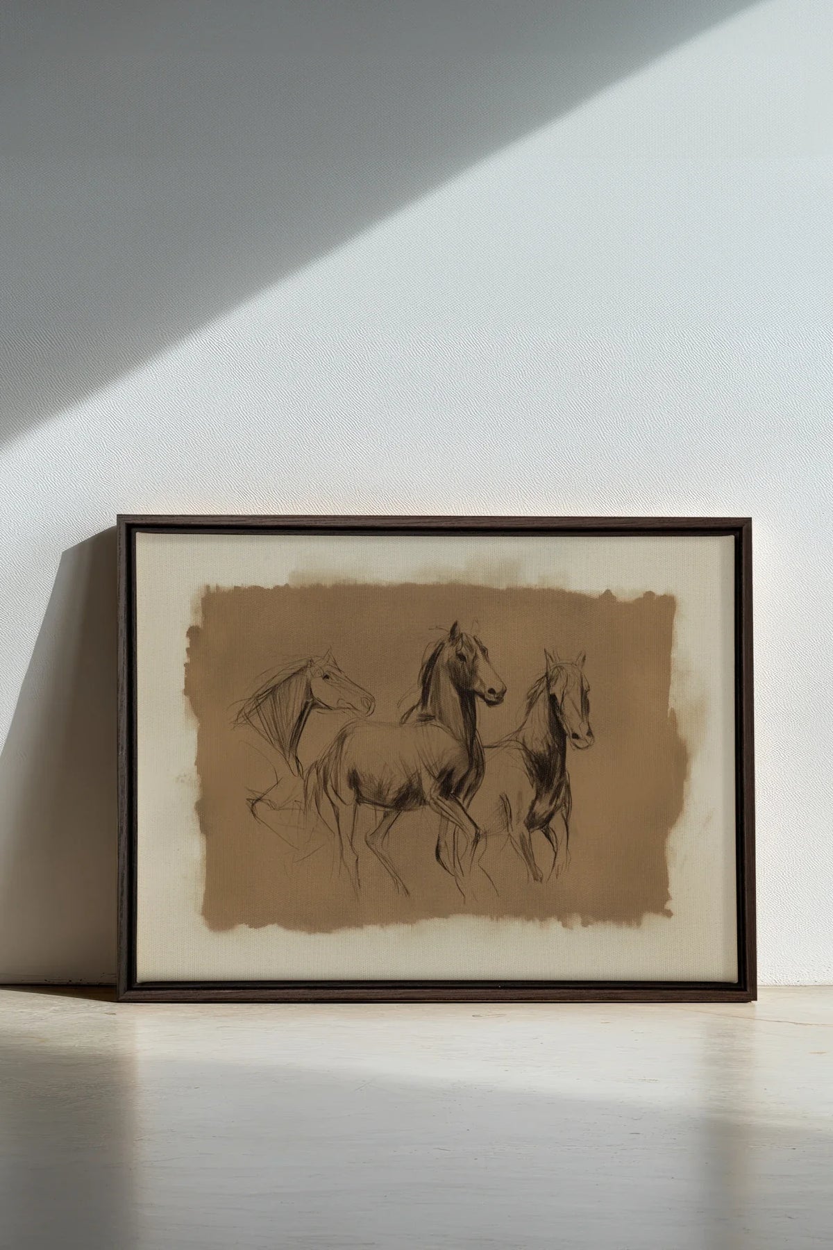 ÉTUDE ÉQUESTRE, Oeuvre sur toile étirée, encadré Brun Noyer