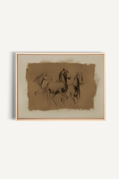 ÉTUDE ÉQUESTRE, Oeuvre sur toile étirée, encadré Naturel Clair