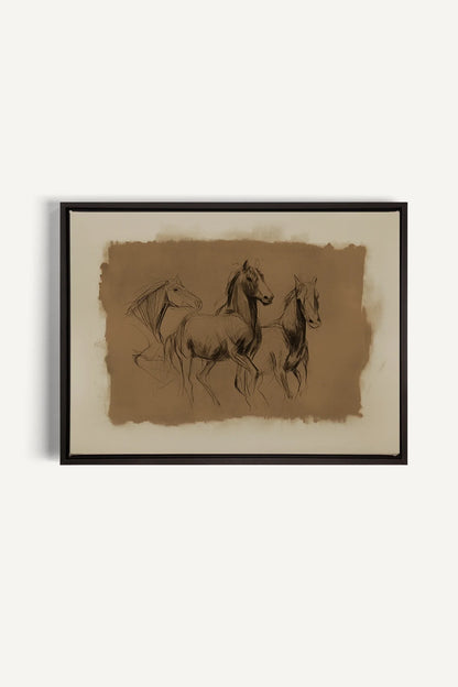 ÉTUDE ÉQUESTRE, Oeuvre sur toile étirée, encadré Noir