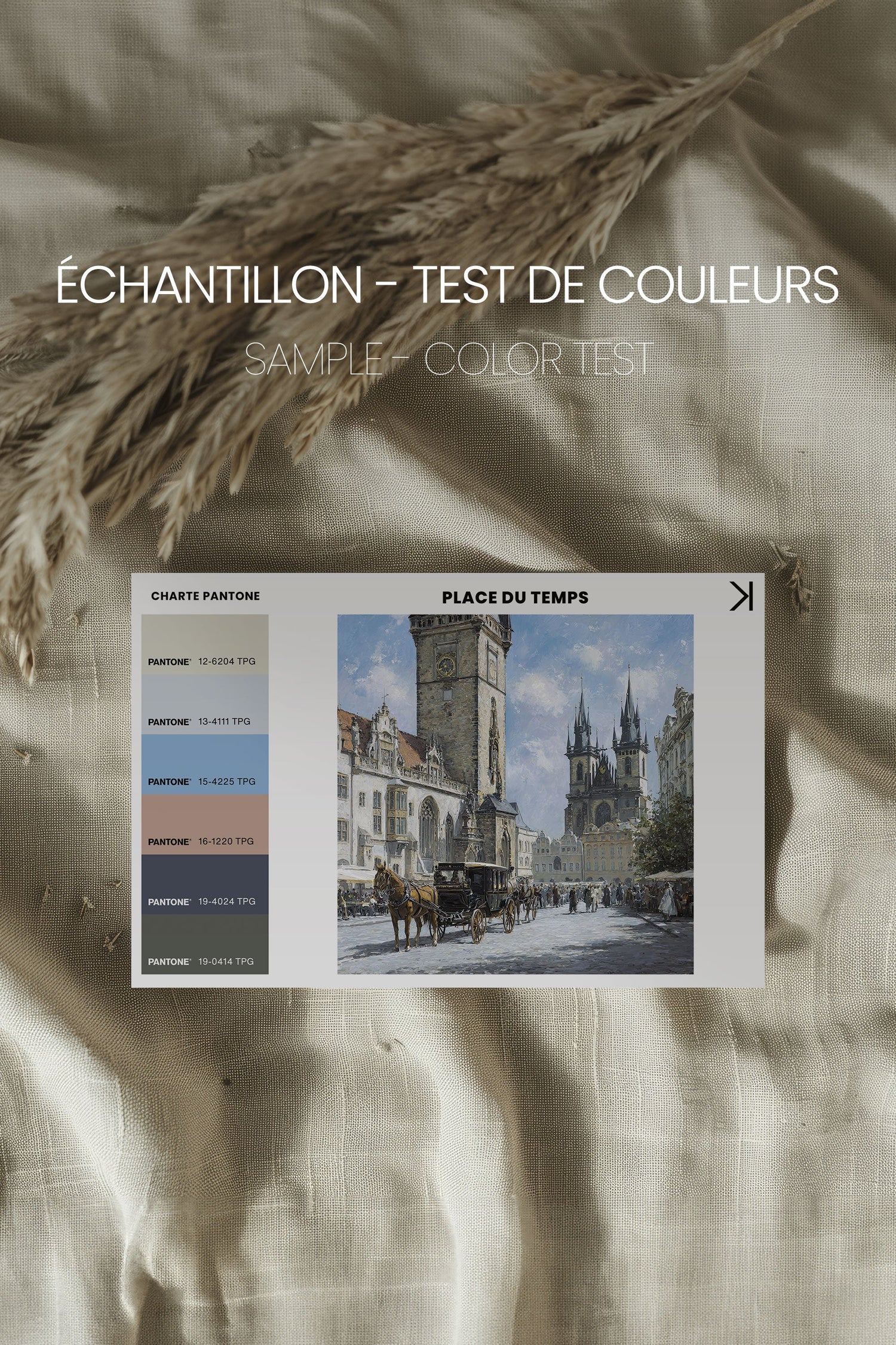 OLEKA CANVAS - PLACE DU TEMPS, Oeuvre sur toile étirée, encadré Brun Chêne