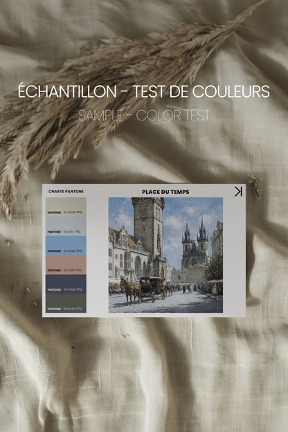 OLEKA CANVAS - PLACE DU TEMPS, Oeuvre sur toile étirée, encadré Brun Chêne