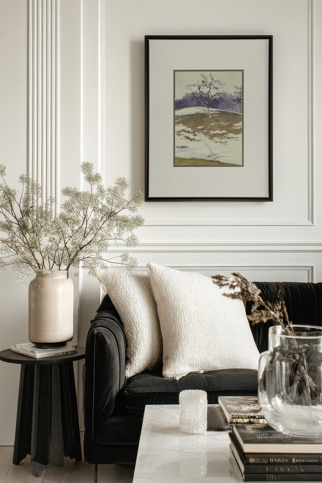 VESTIGE DE SAISON, Oeuvre sur toile étirée, encadré Noir