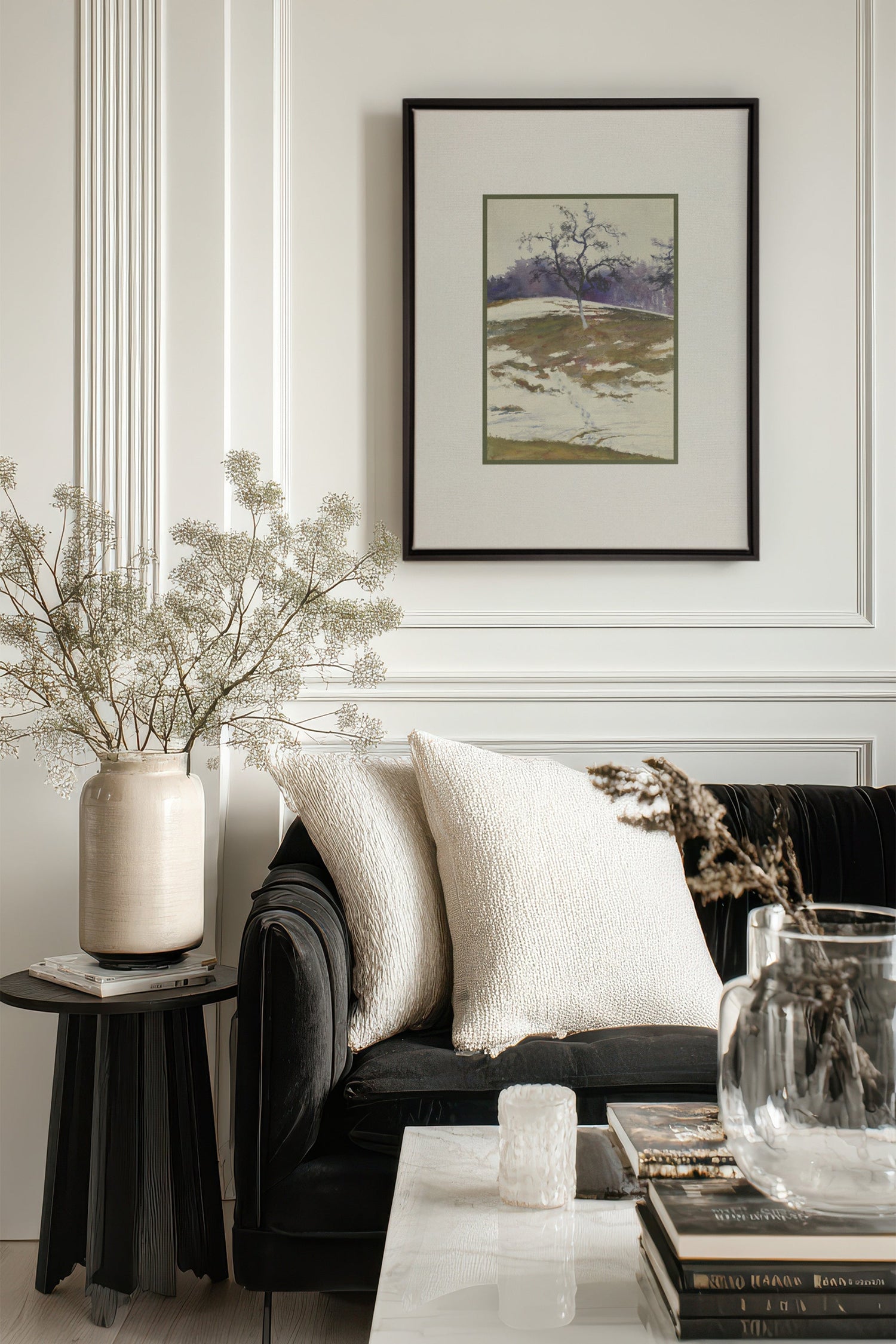 VESTIGE DE SAISON, Artwork on stretched canvas, framed in black