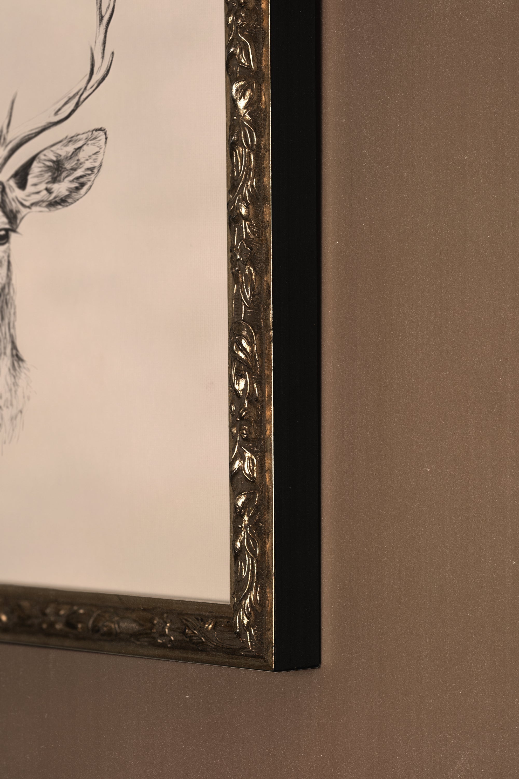ESQUISSE SAUVAGE, Oeuvre sur toile rigide, encadré Vintage Argent