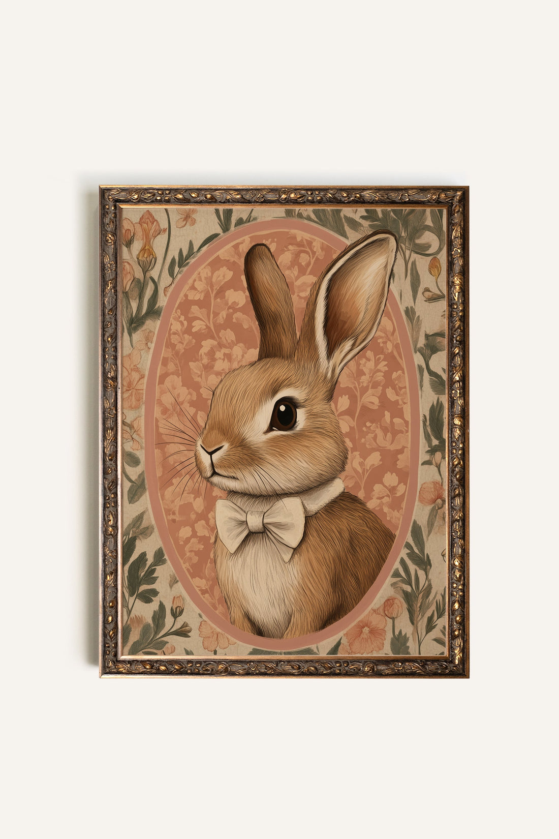 LAPIN ÉLÉGANT, Artwork on rigid canvas, framed in Vintage Bronze