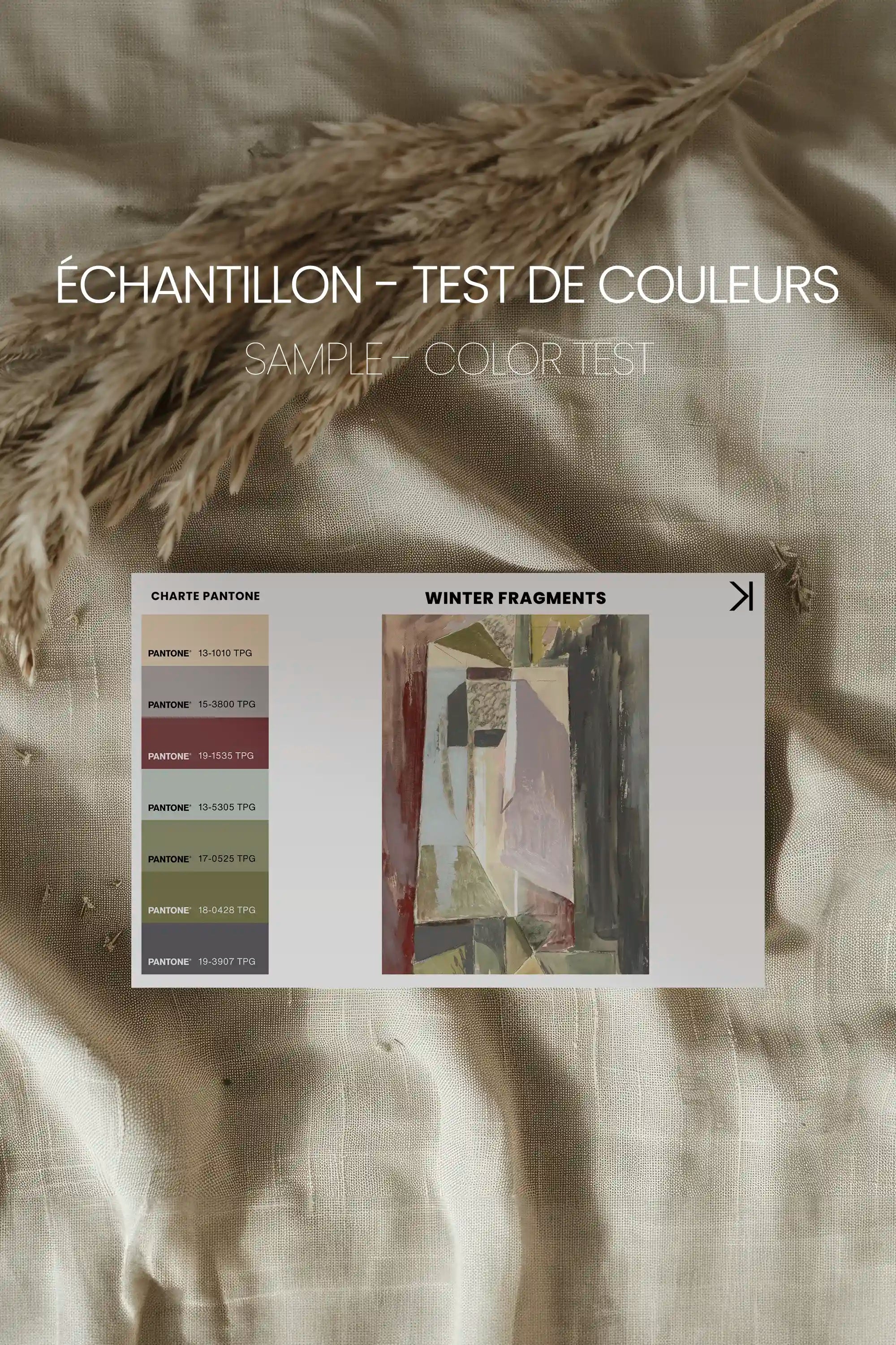 WINTER FRAGMENTS, Oeuvre sur toile étirée, encadré Brun Chêne
