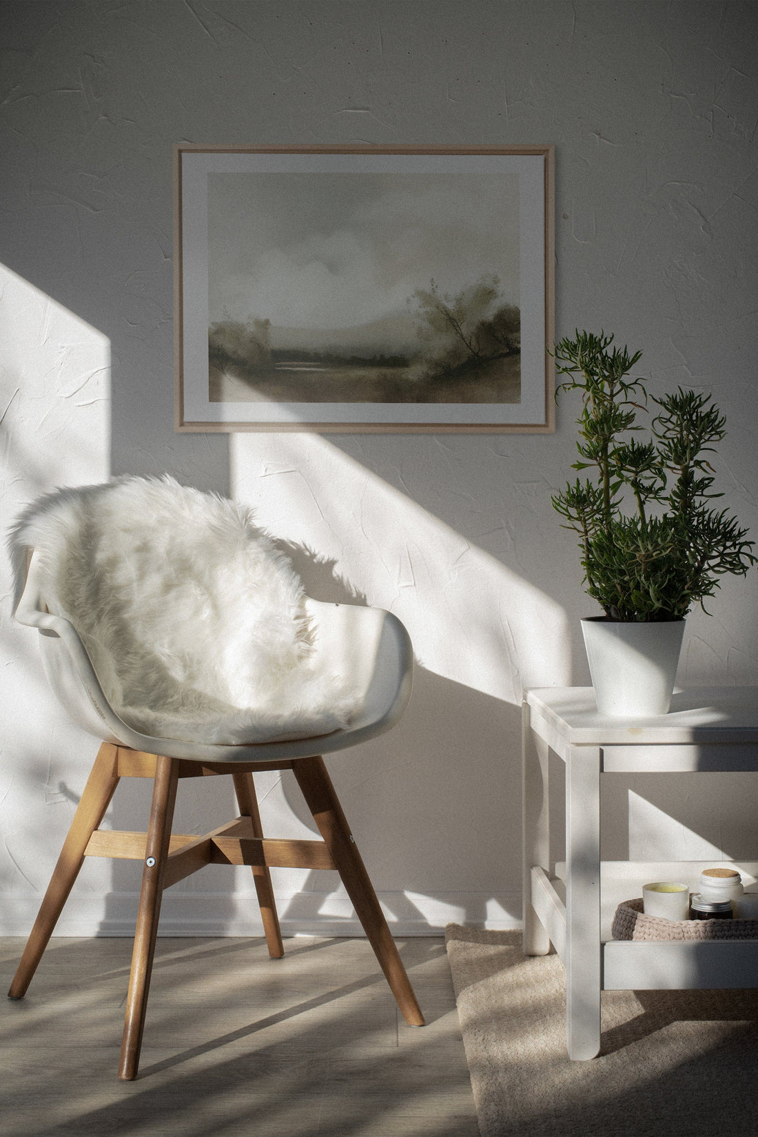 Misty morning, Artwork on stretched canvas, framed Natural Light