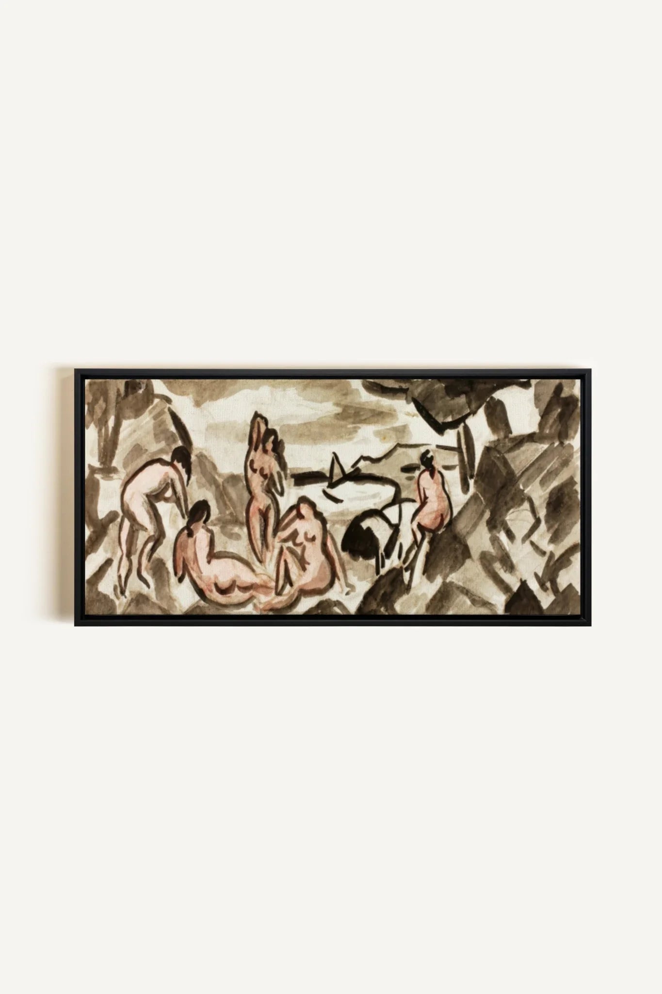 TERRE HUMAINE, Oeuvre sur toile étirée, encadré Noir