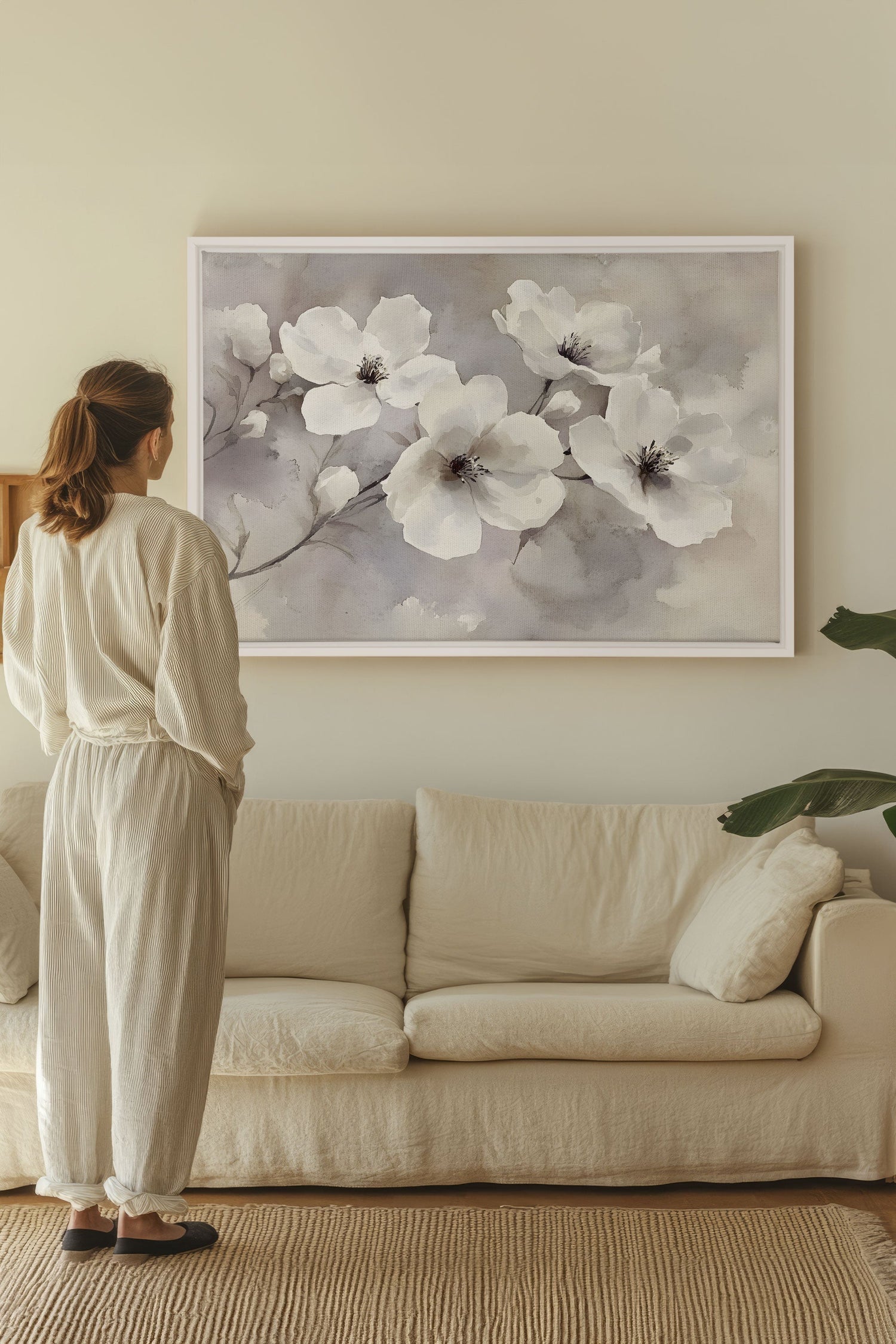 OLEKA CANVAS - CLOUDED Groom, Oeuvre sur toile étirée, encadré Blanc