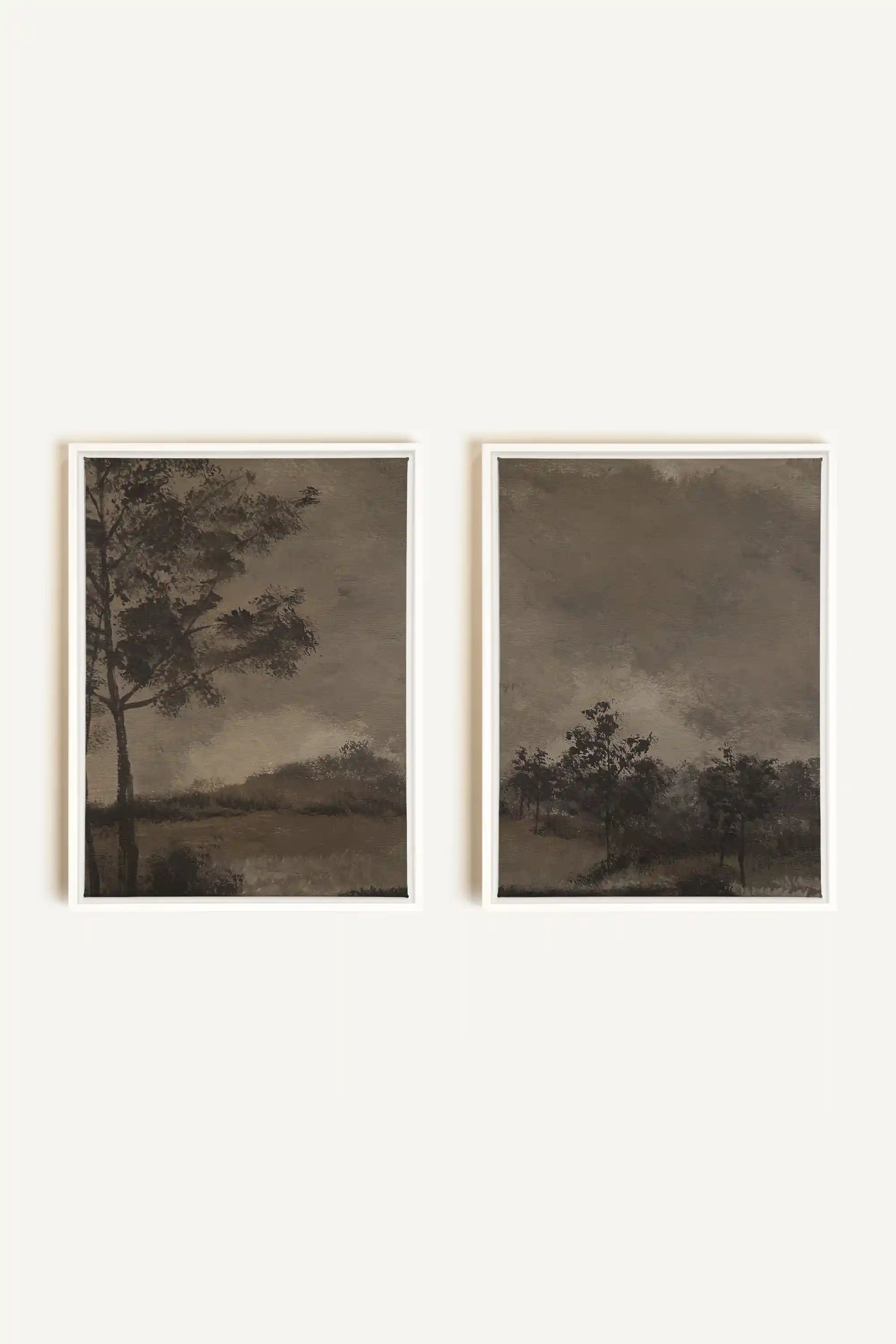 ASHEN GROVE DUO, 2 Works on stretched canvas, framed White