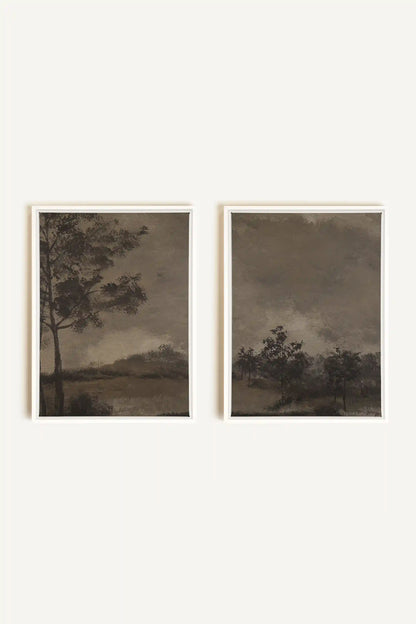 ASHEN GROVE DUO, 2 Works on stretched canvas, framed White