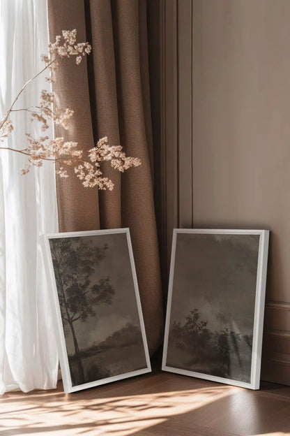 ASHEN GROVE DUO, 2 Works on stretched canvas, framed White