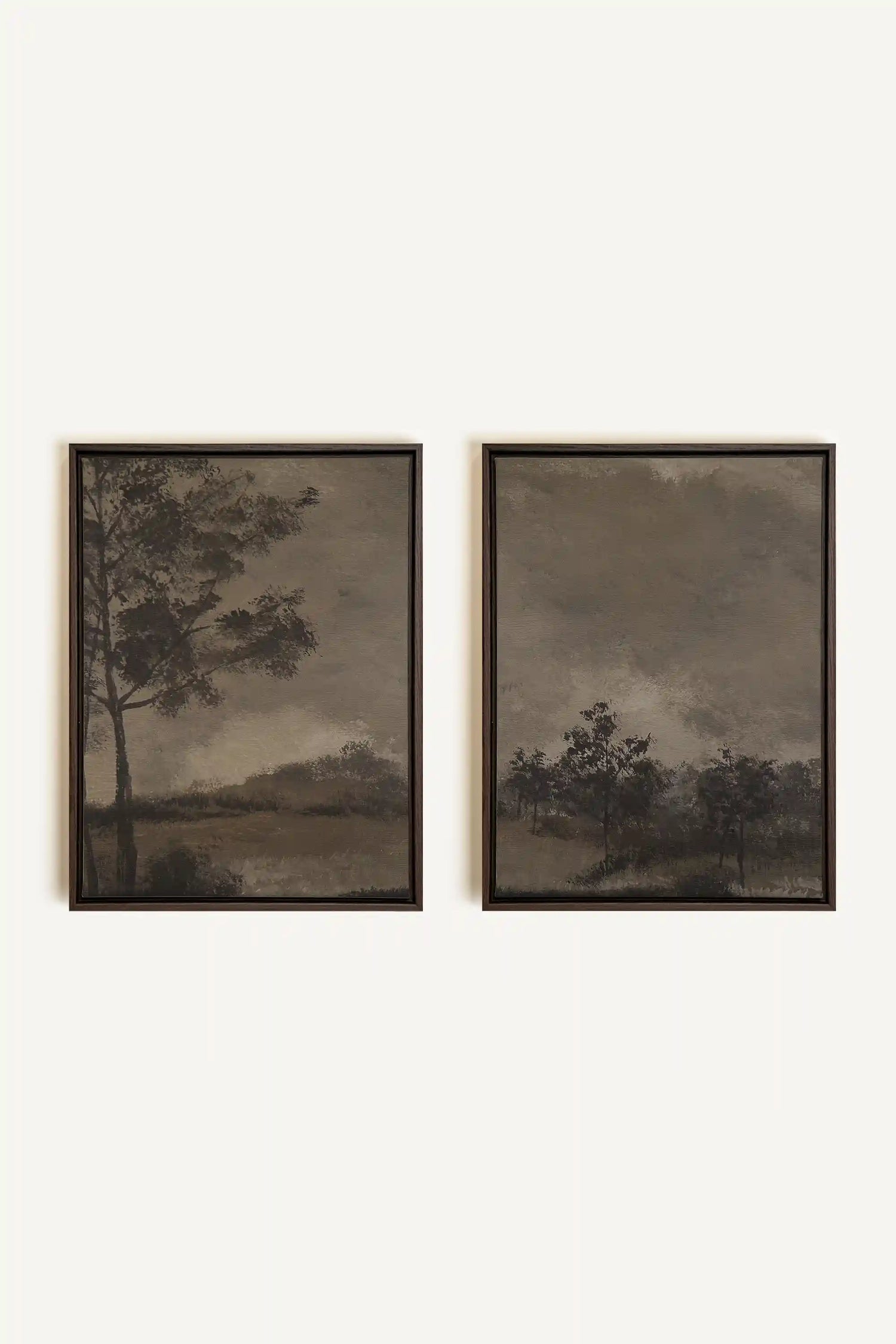 ASHEN GROVE DUO, 2 Oeuvres sur toile étirée, encadré Brun Noyer