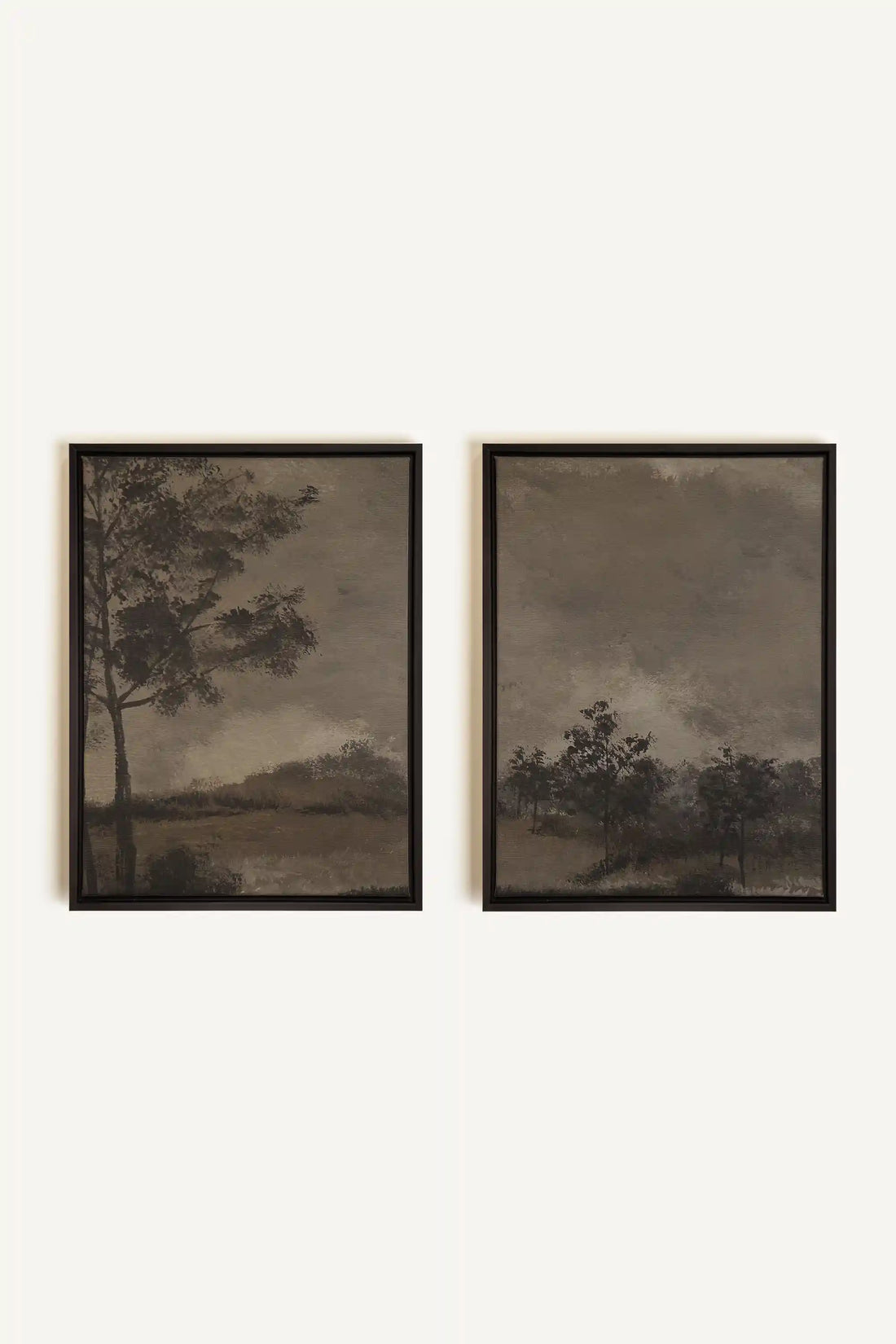 ASHEN GROVE DUO, 2 Oeuvres sur toile étirée, encadré Noir