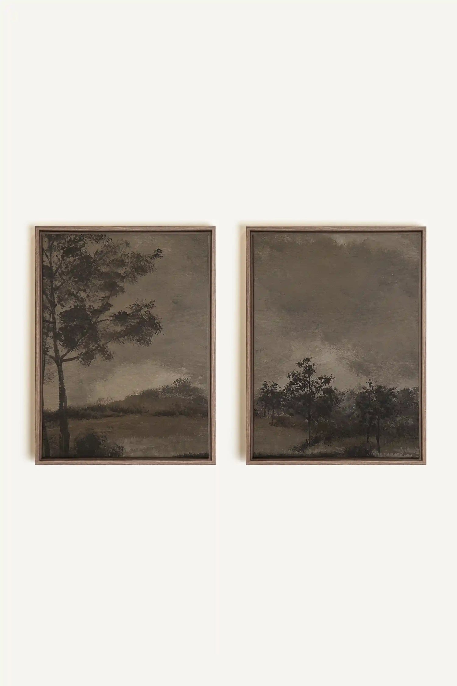 ASHEN GROVE DUO, 2 Oeuvres sur toile étirée, encadré Brun Chêne