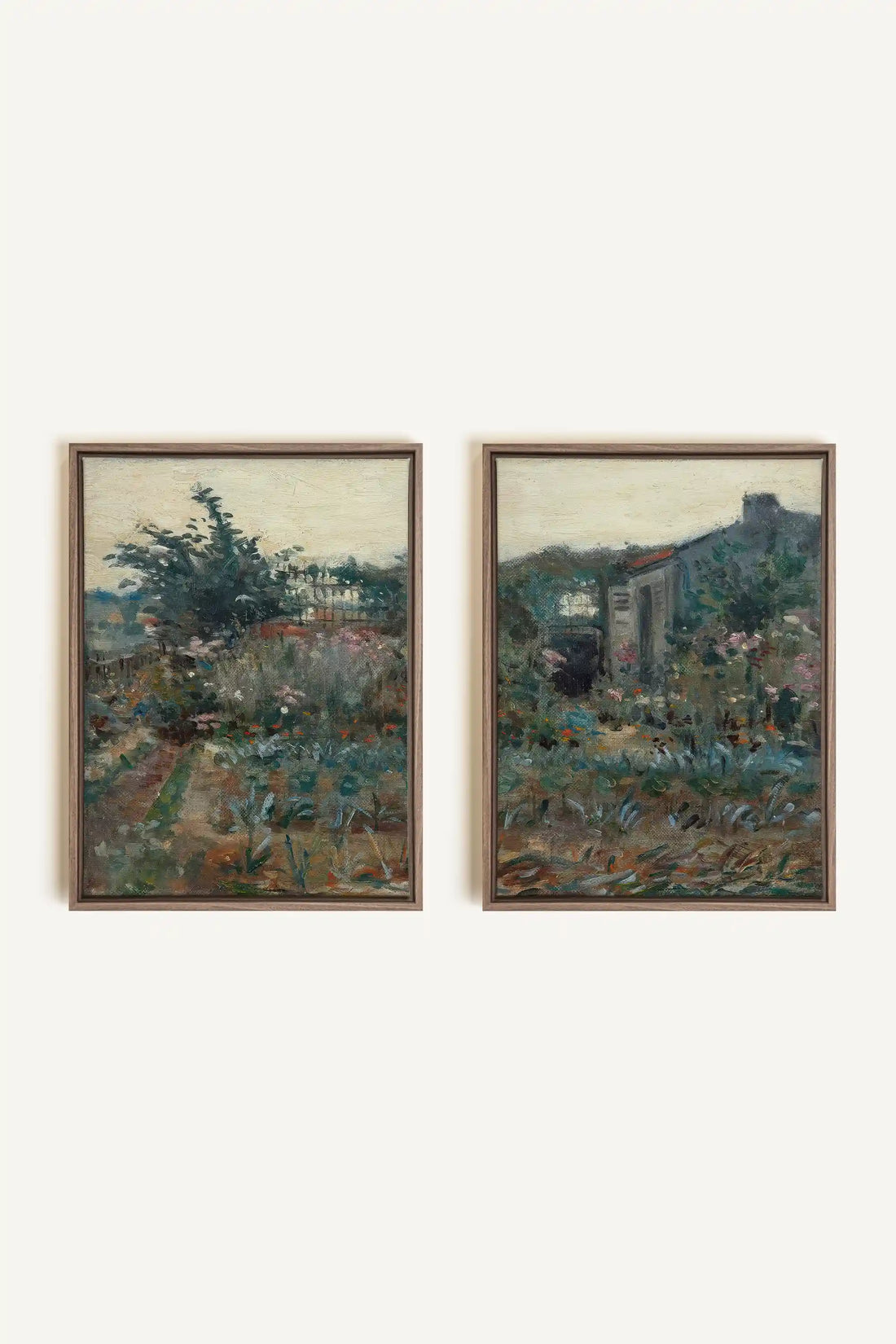 TIMELESS GARDEN DUO, 2 Oeuvres sur toile étirée, encadré Brun Chêne