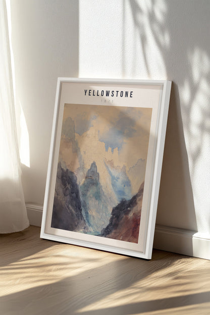 YELLOWSTONE, Artwork on stretched canvas, framed in white