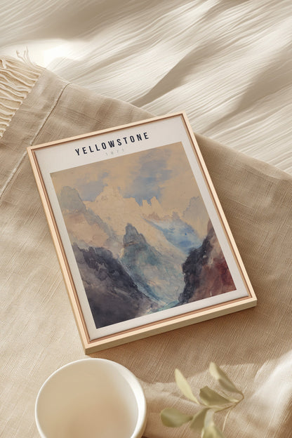 YELLOWSTONE, Oeuvre sur toile étirée, encadré Naturel Clair