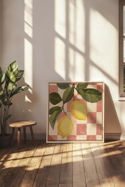 OLEKA CANVAS - CITRONNADE VINTAGE, Oeuvre sur toile étirée, encadré Naturel Clair